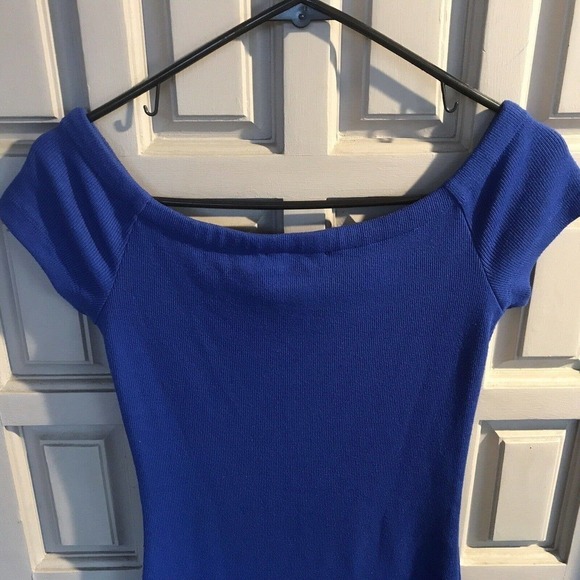 Signature 8 Knit Dress Fitted JuniorSzL Pretty Blue Cap Sleeves Pre-Owned - Picture 9 of 10
